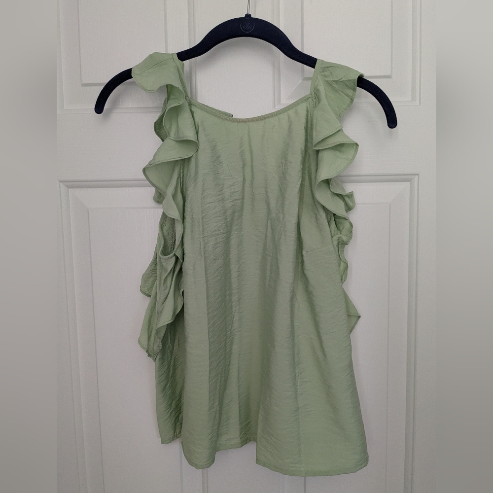 Ruffled Sleeveless Top in Light Green - NWT